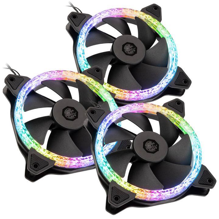 Produktbild Bitspower Notos RGB PWM Lüfer, 120mm - schwarz, 3er-Pack (120 mm, 3 x)