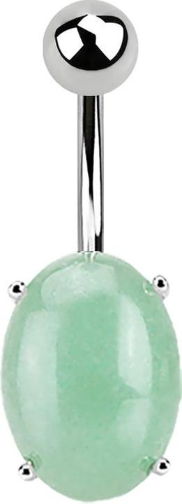 Produktbild Star Piercing Banane silber mit Ovalem Amazonit Stein (Mineralisch, ohne Messing, Chirurgenstahl 316L)