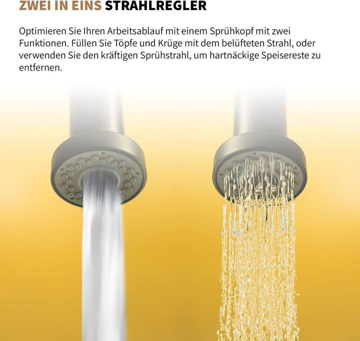 Produktbild Rosenhahn & Söhne Sylt 200 Küchenarmatur mit Brause- 360° Drehbarer Wasserhahn Küche - Armatur Küche