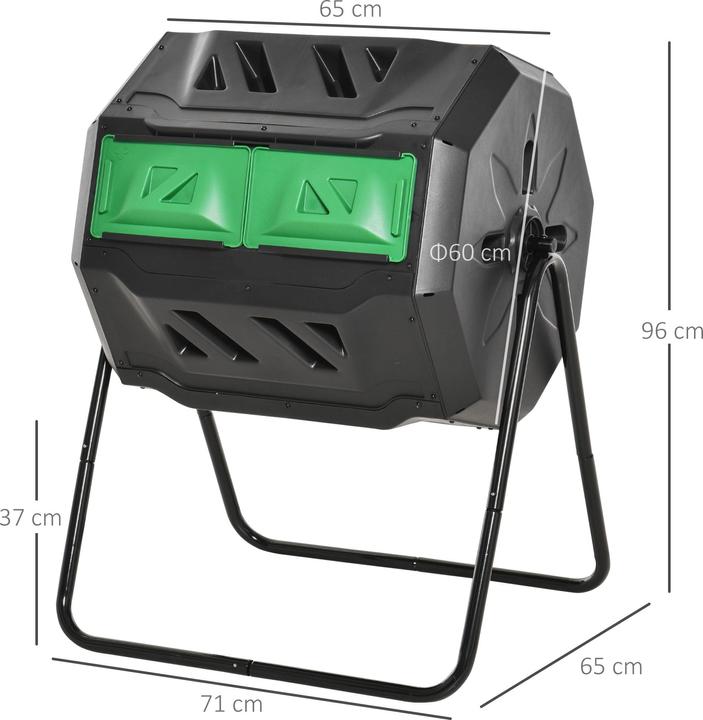 Actual product image Outsunny Compost drum with 2 chambers (160 l)