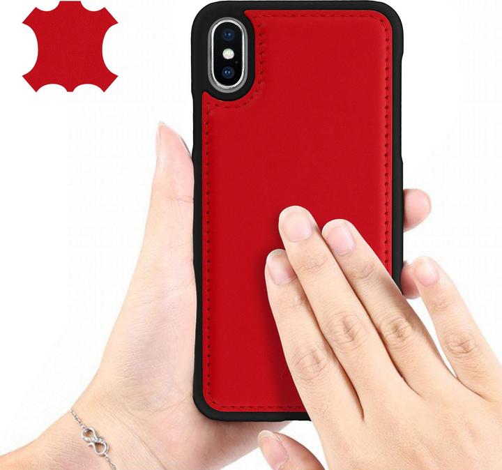 Produktbild Akashi Schutzhülle aus Echtleder stoss- kratzfest für Apple iPhone X / XS – Rot (Apple iPhone XS)