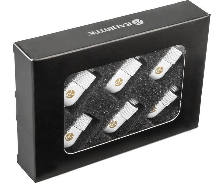 Produktbild Raijintek RAI 90 Grad G1/4 Zoll AG auf G1/4 Zoll IG - drehbar, 6er Pack, weiss