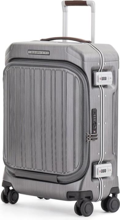 Actual product image Piquadro PQ-Light - Fast-Check Hand Luggage Hard Shell Trolley Black/Leather (37 l, Hand luggage (up to 50 litres))