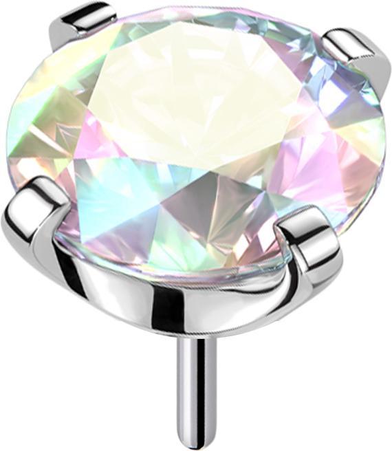 Star Piercing Threadless silber mit Kristall multicolor gefasst (Titan G23, ohne Messing)