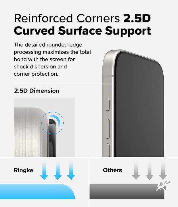 Immagine prodotto Ringke Pellicola protettiva per iPhone 16 Pro EASY SLIDE TEMPERED GLASS Confezione da 2 pezzi, con dima di (2 Pezzo/i, Apple iPhone 16 Pro)
