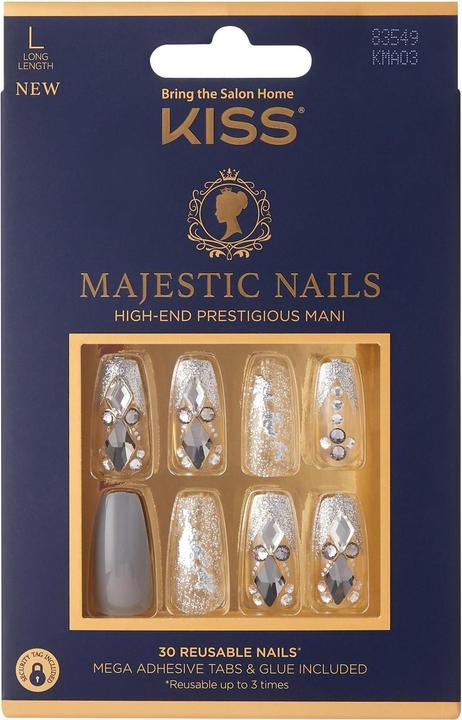 Produktbild Herba Kiss Majestic Nails - Sparkle (Kunstnägel, Grau, Transparent)