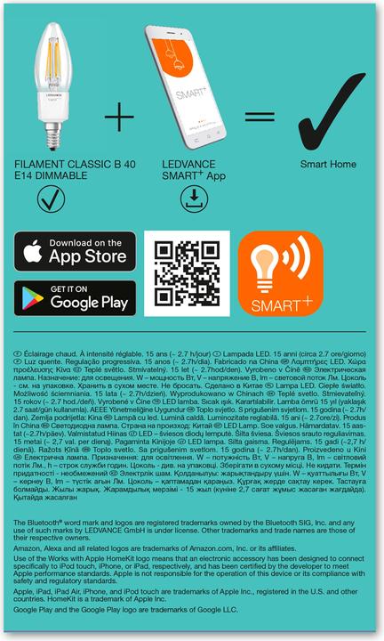 Energy Label Ledvance Smart Candle 40 (E14, 4 W, 470 lm, 1 x, E)