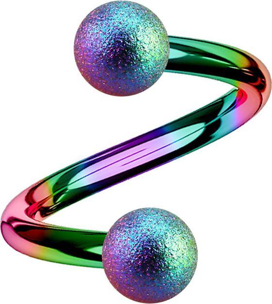 Produktbild Star Piercing Micro Spirale farbig mit zwei Kugeln gesprenkelt (ohne Messing, Chirurgenstahl 316L)