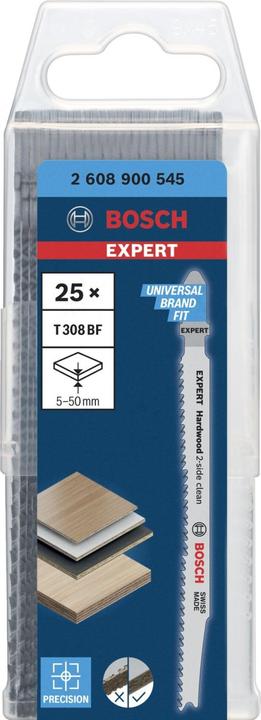 Actual product image Bosch Professional Zubehör EXPERT 'Hardwood 2-side clean' T 308 BF Jigsaw blade, 25 pieces