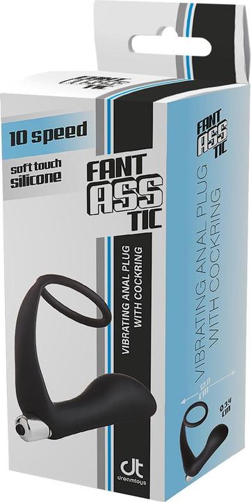 Actual product image Dreamtoys FANTASSTIC Vibrating Anal Plug with COCKRING Black