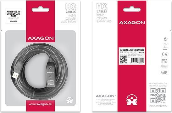 Produktbild Axagon ADR-210 aktives USB-Verlängerungskabel, USB 2.0, USB-A auf USB-A (10 m, USB 2.0)