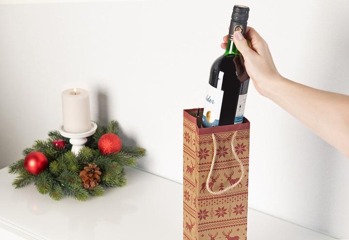 Immagine prodotto Infactory Set di 12 sacchetti regalo natalizi in carta kraft per bottiglie di vino (Carta da regalo, 12 x)