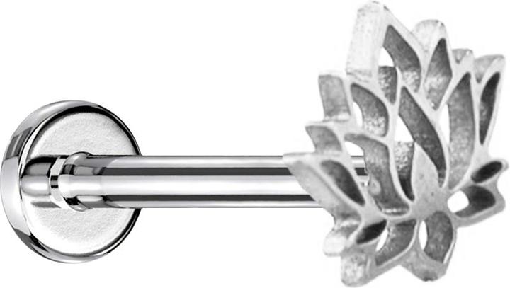 Produktbild Star Piercing Micro Labret Innengewinde silber Lotusblume (ohne Messing, Chirurgenstahl 316L)