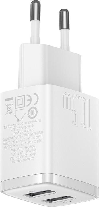 Produktbild Baseus Compact Charger 2U 10.5W EU White (10.50 W)