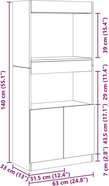 Produktbild VidaXL Louiza (63 x 33 x 140 cm)