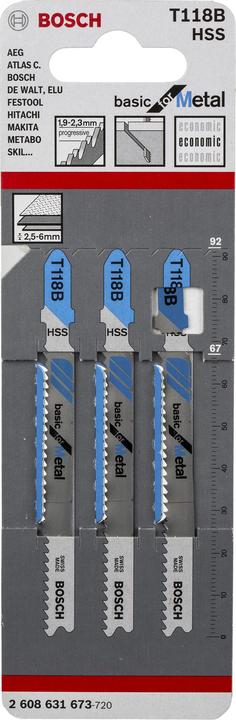 Immagine prodotto Bosch Professional Zubehör Stichsägeblatt T 118 B Basic for Metal