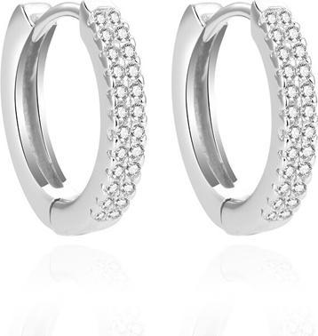 Produktbild Beneto Round silver earrings with zircons AGUC2083 (L)