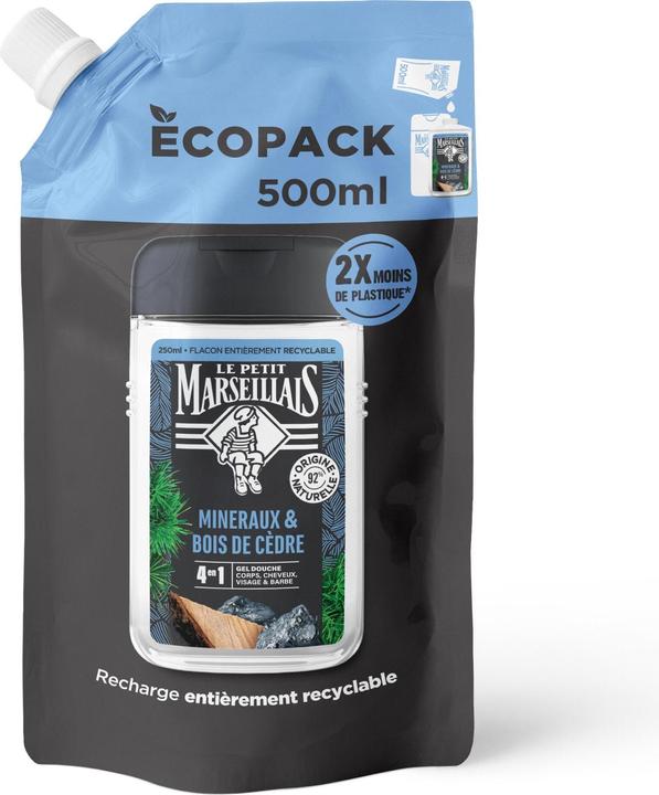 Le Petit Marseillais Duschcreme Nachfüllbeutel Zedernholz und Mineralien 500 ml (500 ml)