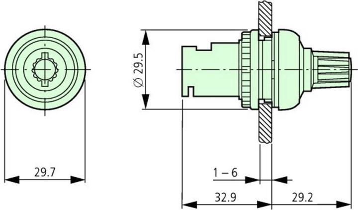 Image du produit Eaton Potentiomètre rotatif Mono 0.5 W 47 k? M22S-R47K 1 pc.