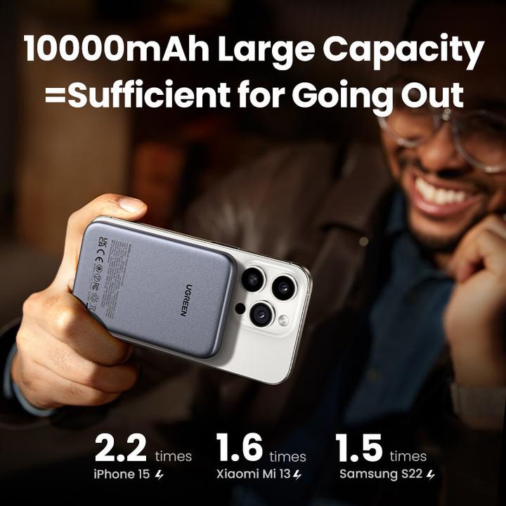 Produktbild Ugreen 10000mah Magnetic Wireless Power Bank Space Grey Powerbank - Gr - 10000 mAh (10000 mAh, 20 W, 20 Wh)