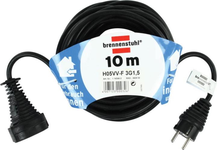 Actual product image Brennenstuhl Quality plastic extension cable 10m black (10 m, CEE 7/3)