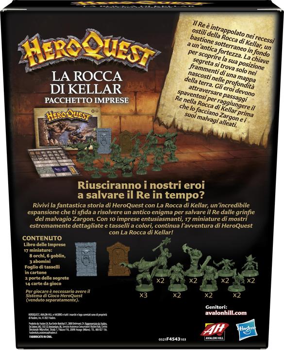 Image du produit Hasbro Avalon Hill, HeroQuest, The Fortress of Kellar, jeu de société pour adultes, 2-5 joueurs, à jouer