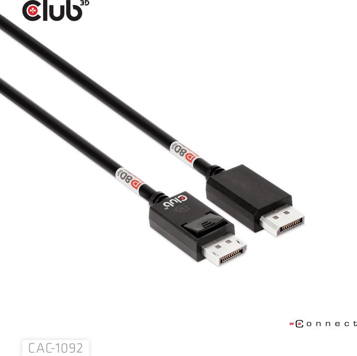 Image du produit Club 3D Club3D Câble DisplayPort 2.1 DP80 1,6m 10K/8K/4K St/St retail (1.60 m, DisplayPort)