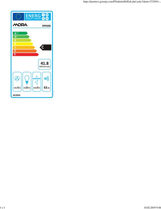 Energie-Label Mora & Memo OP 640 S (Wandhaube)