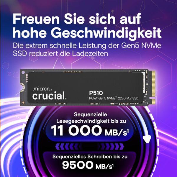 Produktbild Crucial P510 2TB PCIe Gen5 NVMe M.2 SSD (2000 GB, M.2 2280)
