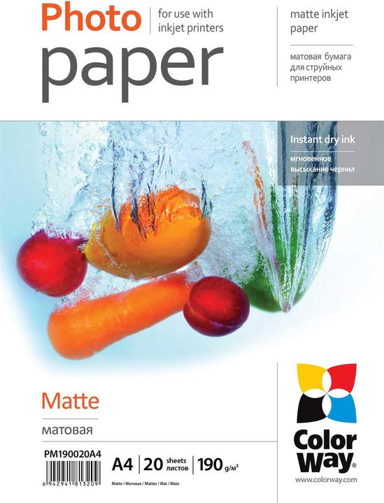 Actual product image Colorway Matte Photo Paper, 20 Sheets, A4, 190 g/m² (190 g/m², A4, 20 x)