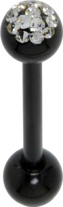 Actual product image Bijouteria Tongue piercing (Crystal, PVD coating (black), Surgical steel 316L, Epoxy resin)