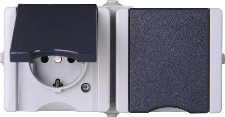 Produktbild Kopp proAQA Aufputz-Feuchtraum Schutzkontakt-Steckdose mit Klappdeckel 2-fach waagerecht