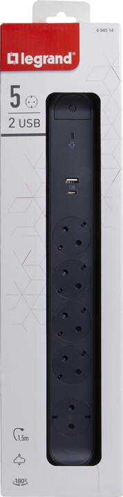 Produktbild Legrand Drehbare Steckdosenleiste, 5-fach Steckdose (5 x, CEE 7/3, CEE 32/5, 1.50 m)