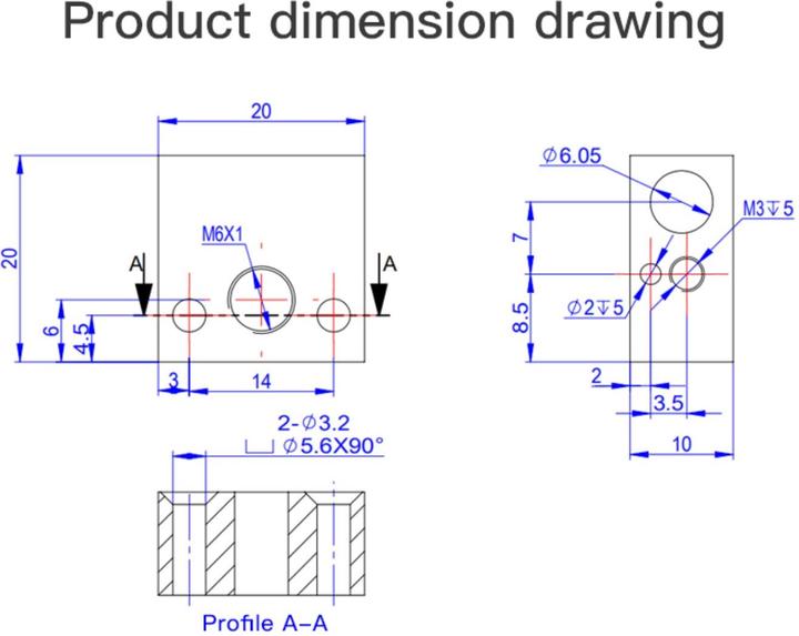 Actual product image Creality Heating block 20x20x10mm