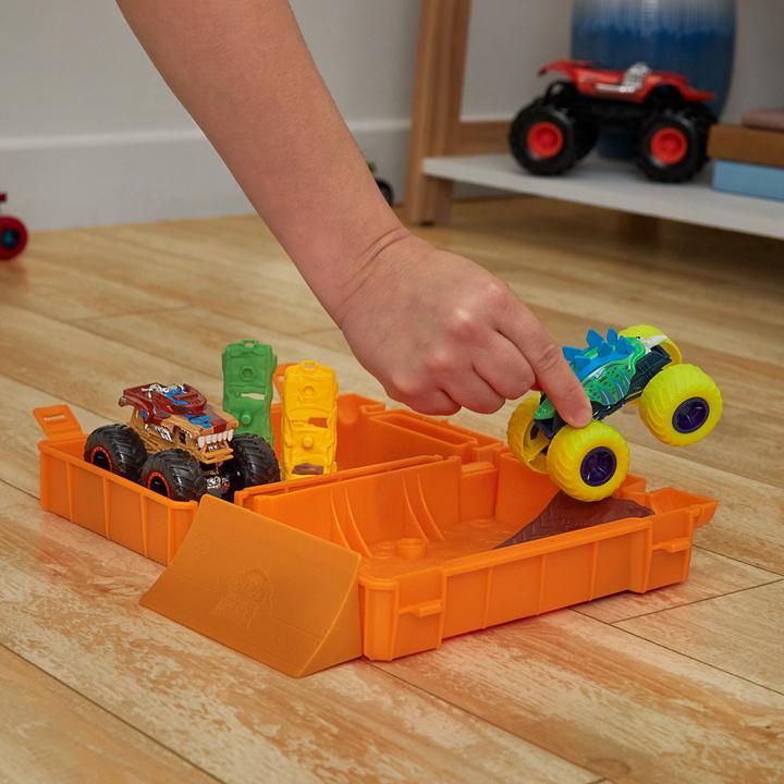 Actual product image Hot Wheels Monster Trucks Stunt N' Go Fossil Fuel Playset (EC)