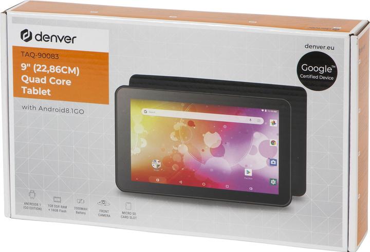 Produktbild Denver TAQ-90083 Tablet PC 22.9 cm (9 ") 1 GB 16 GB Wi-Fi 4 (802.11n) Black Android 8.1 Go edit (nur WLAN, 9", 1 GB, Schwarz)