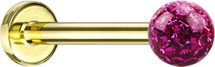 Immagine prodotto Star Piercing Micro labret placcato oro con strato protettivo epossidico fucsia a sfera di cristallo (senza ottone, Titanio G23)