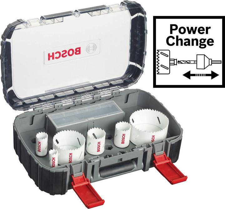 Immagine prodotto Bosch Professional Zubehör Set da elettricista da 9 pezzi, 4 seghe a tazza Progressor per legno e metallo (19 mm, 25 mm, 38 mm, 44 mm, 83 mm, 68 mm)