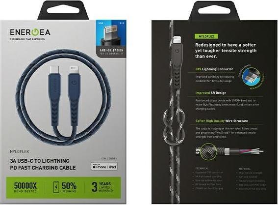 Immagine prodotto Energea cavo Nyloflex USB-C - Lightning C94 MFI 1,5m niebieski/blu (1.50 m, USB 3.2 Gen 1)