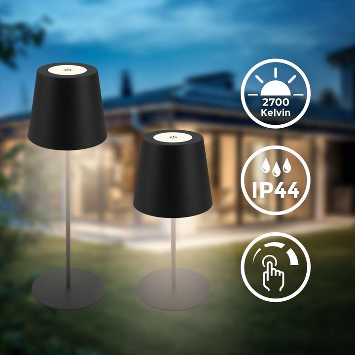 Produktbild B.K.Licht LED Akku Tischleuchte, IP44, 2,5W, schwarz