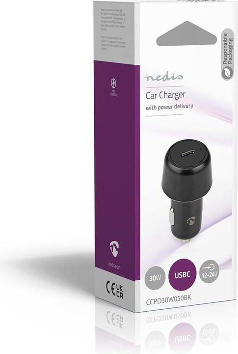 Actual product image Nedis Car Charger 30 W 2.0 / 3.0 A - Number of Outputs: 1, Port Type: USB-C™, Auto Span