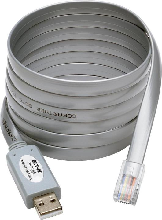 Image du produit Eaton USB-A to RJ45 Serial Rollover Cable M/M Cisco Compatible 250 Kbps 6 ft. 1.83 m grey (USB-A, 1 Ports)