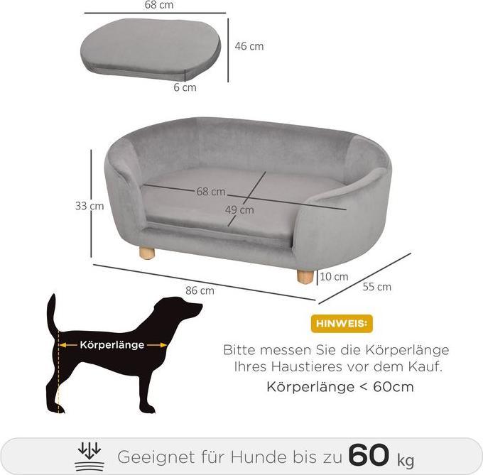 Image du produit Swisshandel24 Canapé pour chien canapé pour chien avec velours hollandais mousse pied en bouleau pour chats (Chat, Chien)