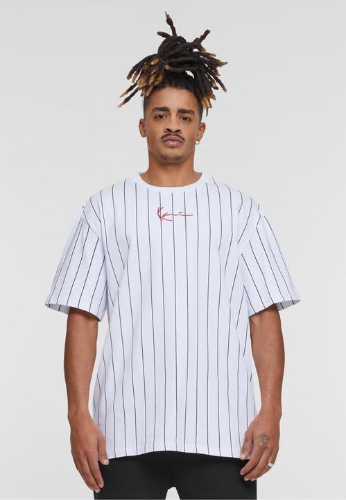 Actual product image Karl Kani KKMQ32041WHT Small Signature Pinstripe Tee white - 16039 (M, L)