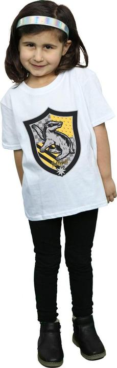 Actual product image Girls Hufflepuff Crest Flat Cotton T-Shirt (116)