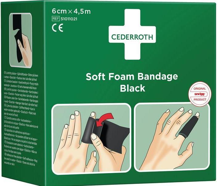 Produktbild Cederroth Pflaster und Bandage Soft Foam selbsthaftend elastisch, schwarz Rolle 6 cm x 4,5 m (1 x)