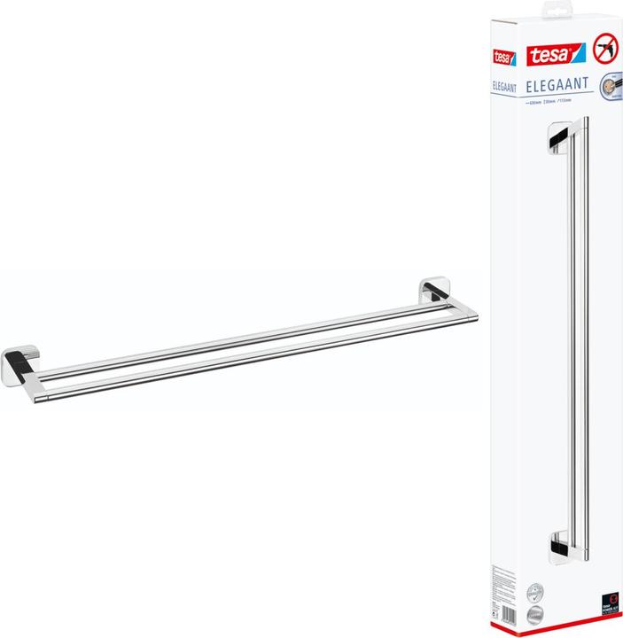 Produktbild tesa ELEGAANT Handtuchstange doppelt inkl. Klebelösung ohne Bohren