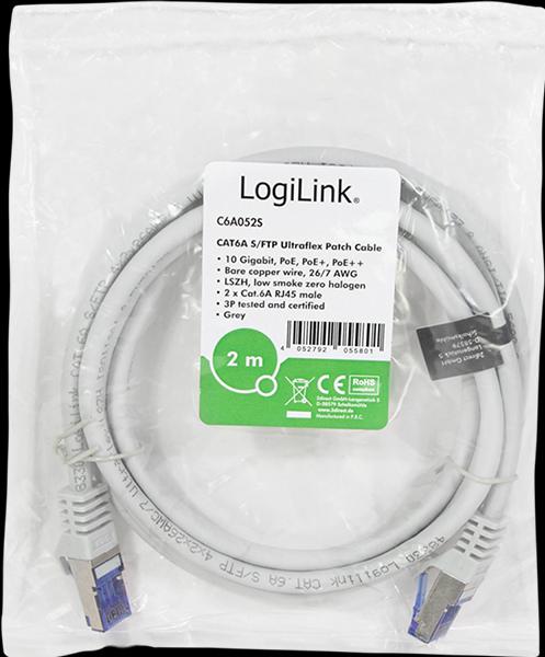 Image du produit LogiLink Câble de raccordement Ultraflex, Cat.6A, S/FTP, 2.0 m, gris avecCat.7 raw cable, extra flexible & (S/FTP, CAT6a, 2 m)