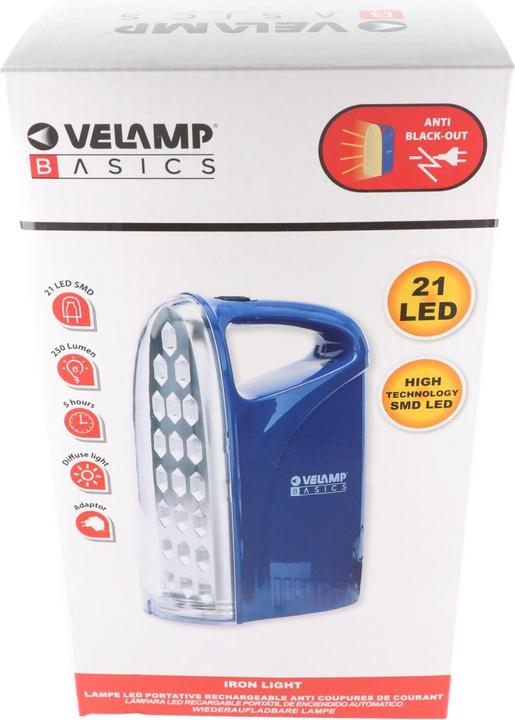 Actual product image Velamp LED Lamp Anti Black Out, Portable Rechargeable Emergency Light with External Charger (250 lm)