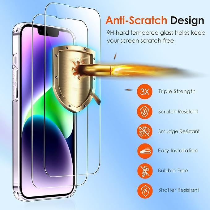 Actual product image Ivoler Set 3 in 1 case for iPhone 14 6.1 inch - 1 mobile phone case with 2 pieces of armoured glass (Apple iPhone 14)